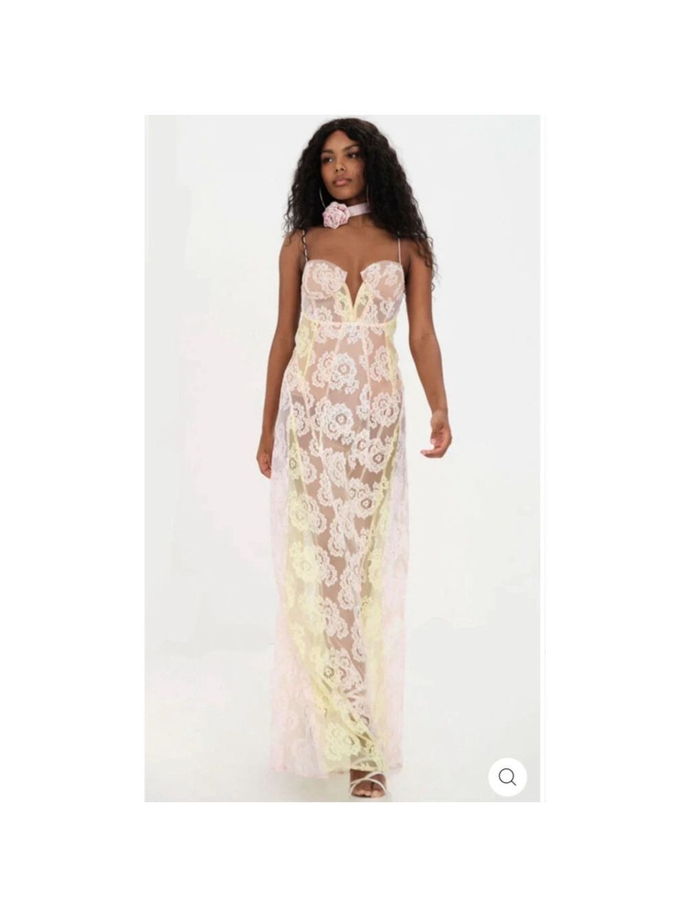Women's For Love & Lemons Lace Maxi Dress Pink Yellow